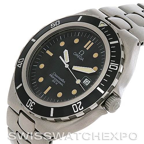 The image shows the Omega Seamaster 2810.50.00 Men
s Stainless Steel  2810.50.00 Men
s Stainless Steel  watch from a front angle, highlighting its dial, bezel, and part of its stainless steel bracelet.
