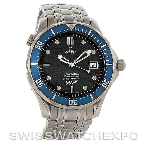The image shows a front view of the Omega Seamaster 0759/10007 Stainless Steel Blue Dial 0759/10007 Stainless Steel Blue Dial watch, featuring its dial, bezel, and bracelet.