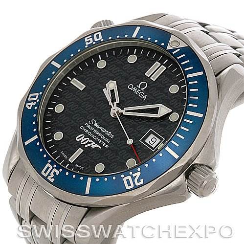 The Omega Seamaster 0759/10007 Stainless Steel Blue Dial 0759/10007 Stainless Steel Blue Dial watch is shown from an angled view, displaying its face, bezel, crown, and part of the bracelet.