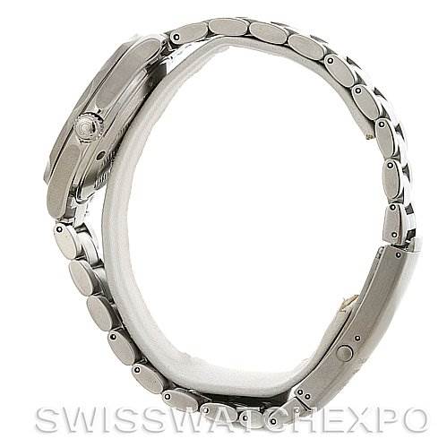 This image shows a side profile view of the Omega Seamaster 2263.80.00 Men's Stainless Steel Blue Dial 2263.80.00 Men's Stainless Steel Blue Dial watch, highlighting its metal bracelet and case.