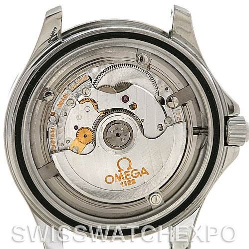 This image shows the back of an Omega Seamaster 2534.50 Men
s Stainless Steel Black Dial 2534.50 Men
s Stainless Steel Black Dial watch, revealing its internal movement mechanism.