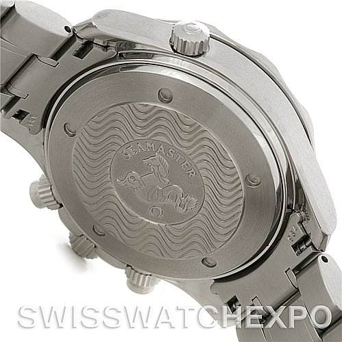 The image shows the case back and side buttons of an Omega Seamaster 2594.52 Men's Stainless Steel Black Dial 2594.52 Men's Stainless Steel Black Dial watch.