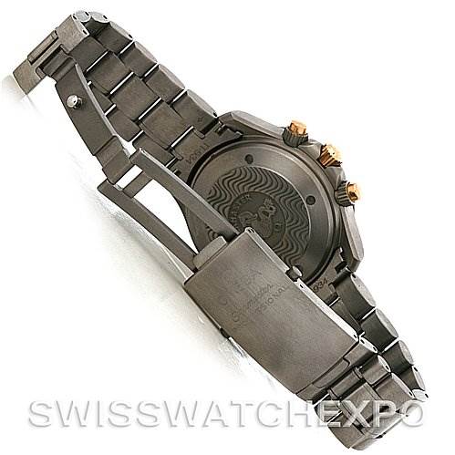 The image shows the back and clasp of an Omega Seamaster 2294.50.00 Men's Titanium Black Dial 2294.50.00 Men's Titanium Black Dial watch, highlighting the bracelet and case back from a rear angle.