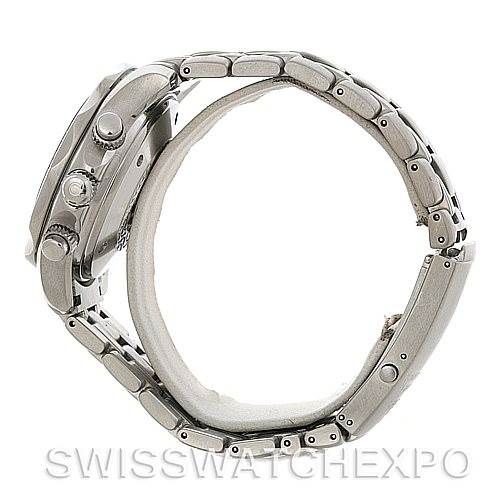 The image shows a side view of an Omega Seamaster 2598.20.00 Men's Stainless Steel White Dial 2598.20.00 Men's Stainless Steel White Dial watch, focusing on the bracelet, case, and crown.