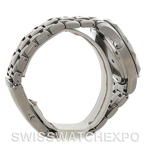 The image shows a side view of the Omega Seamaster 2598.20.00 Men's Stainless Steel White Dial 2598.20.00 Men's Stainless Steel White Dial watch, highlighting its stainless steel bracelet and clasp.