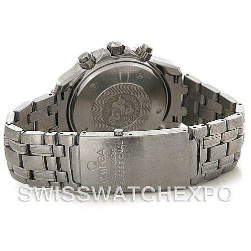 The image shows the Omega Seamaster 2598.20.00 Men's Stainless Steel White Dial 2598.20.00 Men's Stainless Steel White Dial watch from the back, highlighting the clasp, bracelet, and case back.