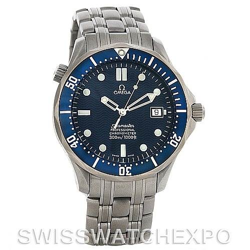 The image shows a front view of the Omega Seamaster 2531.80.00 Men
s Stainless Steel Blue Dial 2531.80.00 Men
s Stainless Steel Blue Dial watch, displaying its dial, bezel, crown, and bracelet.