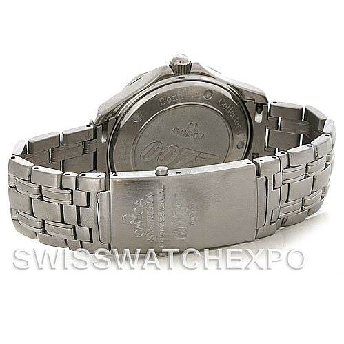 This image shows the back case and metal bracelet of the Omega Seamaster 212.30.41.20.01.001 Men's Stainless Steel Black Dial 212.30.41.20.01.001 Men's Stainless Steel Black Dial model with visible engravings and clasp details.