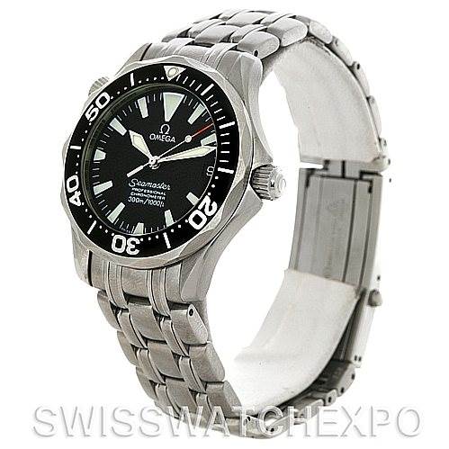 The image shows an Omega Seamaster 212.30.36.20.01.001 Women's Stainless Steel Black Dial 212.30.36.20.01.001 Women's Stainless Steel Black Dial watch, angled to display the face, bezel, crown, and metal bracelet clearly.