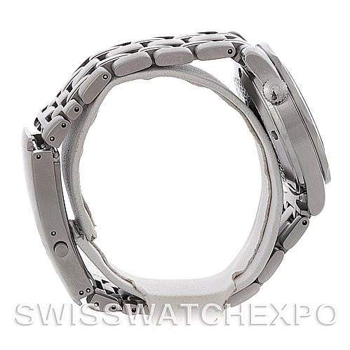 The image shows a side view of an Omega Seamaster 2223.80.00 Men's Stainless Steel Blue Dial 2223.80.00 Men's Stainless Steel Blue Dial watch, focusing on the bracelet and case profile.