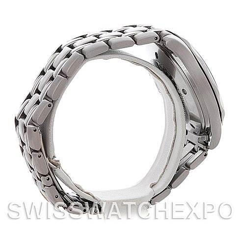 The image shows the side profile of an Omega Seamaster 2534.50.00 Men
s Stainless Steel Black Dial 2534.50.00 Men
s Stainless Steel Black Dial watch, highlighting the metal bracelet and case side.