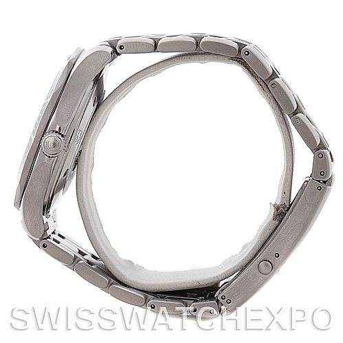 The image displays a side view of an Omega Seamaster 2531.80.00 Men
s Stainless Steel Blue Dial 2531.80.00 Men
s Stainless Steel Blue Dial watch showing the case, crown, and metal bracelet.