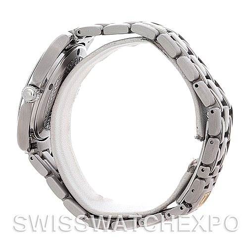 The image shows a side view of the Omega Seamaster 2501.31.00 Men's Stainless Steel Silver Dial 2501.31.00 Men's Stainless Steel Silver Dial watch, highlighting the crown, case, and metal bracelet.