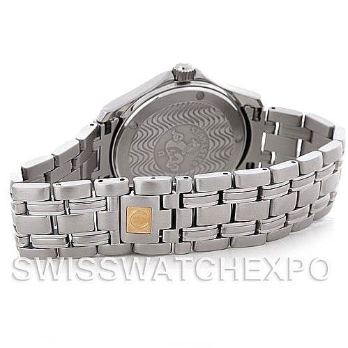 This is a rear view of the Omega Seamaster 2501.31.00 Men's Stainless Steel Silver Dial 2501.31.00 Men's Stainless Steel Silver Dial watch, showcasing the stainless steel bracelet and case back.