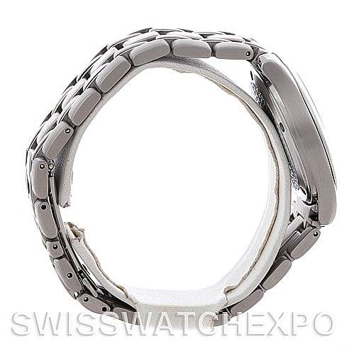 The image shows a side view of an Omega Seamaster 2501.31.00 Men's Stainless Steel Silver Dial 2501.31.00 Men's Stainless Steel Silver Dial watch, focusing on the bracelet and partially on the case.