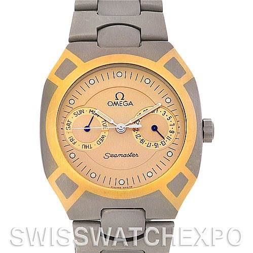 This image shows the front view of an Omega Seamaster 2510.40 Men's Titanium Champagne Dial 2510.40 Men's Titanium Champagne Dial watch, featuring the dial, hands, date indicator, and bracelet.