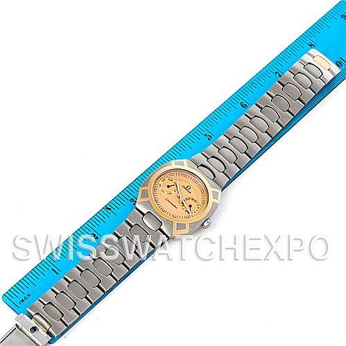 The image shows an Omega Seamaster 2510.40 Men's Titanium Champagne Dial 2510.40 Men's Titanium Champagne Dial watch laid flat, displaying its stainless steel bracelet and face, with a ruler for scale.