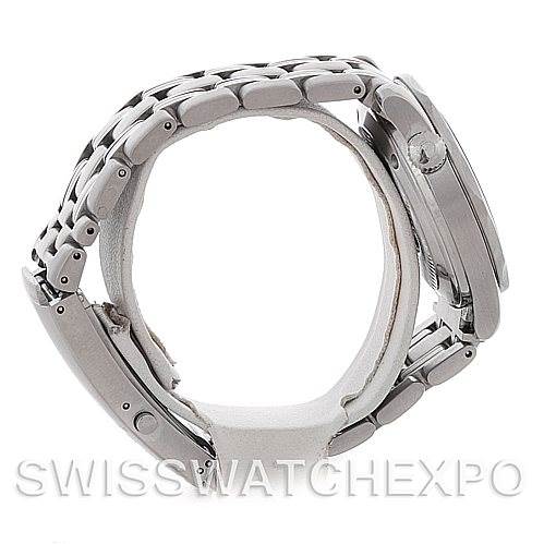 The image shows a side view of an Omega Seamaster 2422.80.00 Men's Stainless Steel Blue Dial 2422.80.00 Men's Stainless Steel Blue Dial watch, highlighting the clasp and bracelet links.