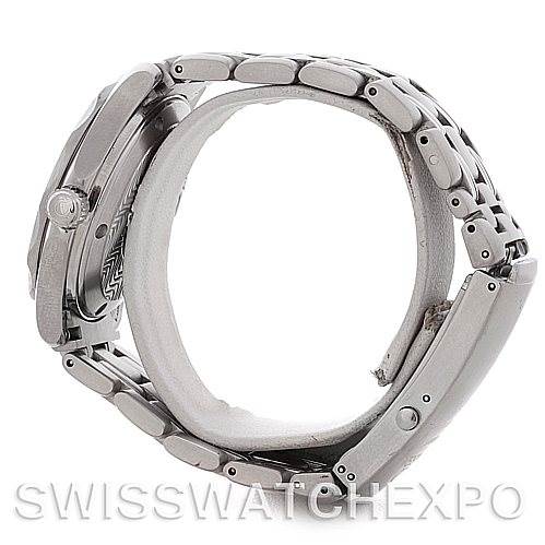 The image shows a side view of the Omega Seamaster 2422.80.00 Men's Stainless Steel Blue Dial 2422.80.00 Men's Stainless Steel Blue Dial watch, highlighting its bracelet and case.