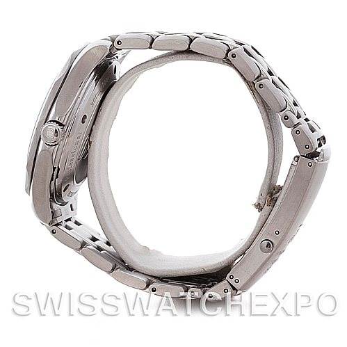 The image shows a side view of an Omega Seamaster 2226.80 Men's Stainless Steel Blue Dial 2226.80 Men's Stainless Steel Blue Dial watch, focusing on the bracelet and case side, including the crown.