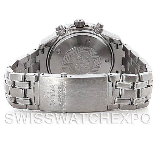 The image shows the back and bracelet clasp of an Omega Seamaster 2598.80.00 Men's Stainless Steel Blue Dial 2598.80.00 Men's Stainless Steel Blue Dial watch.