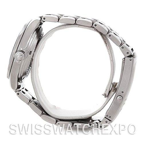 The image shows a side profile of the Omega Seamaster 2562.80.00 Men's Stainless Steel Blue Dial 2562.80.00 Men's Stainless Steel Blue Dial watch, highlighting the bracelet and crown.