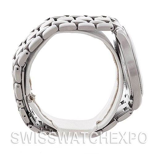 The image shows a side view of the Omega Seamaster 2521.81.00 Men's Stainless Steel Blue Dial 2521.81.00 Men's Stainless Steel Blue Dial watch, focusing on its metal bracelet and profile of the watch casing.