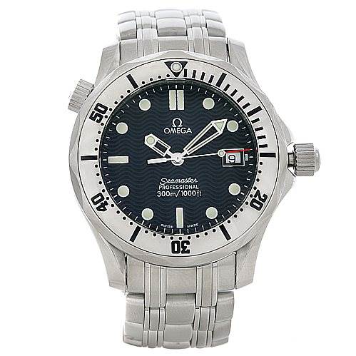 This image shows the Omega Seamaster 2562.80.00 Men's Stainless Steel Blue Dial 2562.80.00 Men's Stainless Steel Blue Dial Professional watch, featuring the dial, bezel, crown, and stainless steel bracelet.