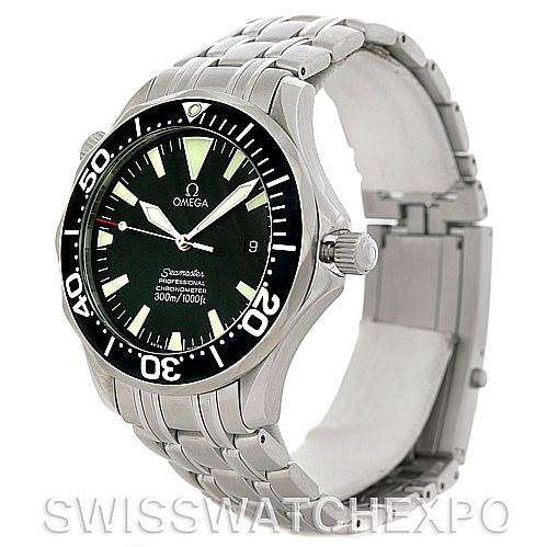 The image shows an Omega Seamaster 2254.50.00 Men's Stainless Steel Black Dial 2254.50.00 Men's Stainless Steel Black Dial watch angled slightly from the front, displaying its dial, bezel, and bracelet.