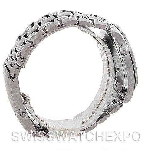 This image shows a side view of the Omega Seamaster 2254.50.00 Men's Stainless Steel Black Dial 2254.50.00 Men's Stainless Steel Black Dial watch, focusing on the bracelet and case.