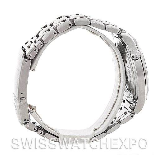 The image shows a side view of an Omega Seamaster 2533.50.00 Men's Stainless Steel Black Dial 2533.50.00 Men's Stainless Steel Black Dial watch, highlighting its stainless steel case and bracelet.