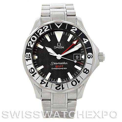 The image shows a front view of an Omega Seamaster 2534.50.00 Men
s Stainless Steel Black Dial 2534.50.00 Men
s Stainless Steel Black Dial watch, displaying the dial, bezel, hands, date window, and part of the bracelet.