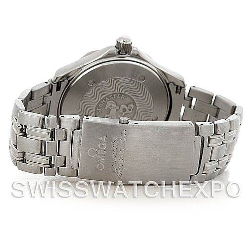 The image shows the back view of the Omega Seamaster 2054.50.00 Men
s Stainless Steel Black Dial 2054.50.00 Men
s Stainless Steel Black Dial watch, prominently displaying its clasp and case back.