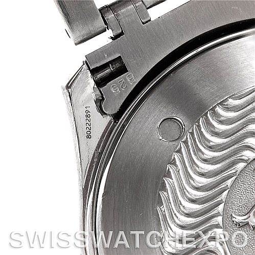 This image shows a partial close-up of the back case and hinge mechanism of the Omega Seamaster 2054.50.00 Men
s Stainless Steel Black Dial 2054.50.00 Men
s Stainless Steel Black Dial watch.