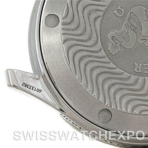 The image shows the back case and a lug of an Omega Seamaster 2553.41.00 Men's Stainless Steel Green Dial 2553.41.00 Men's Stainless Steel Green Dial watch.