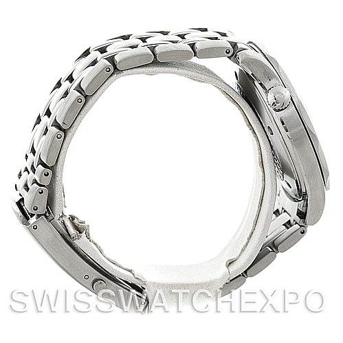 The image shows a side and partial angle view of the Omega Seamaster 2541.80.00 Men's Stainless Steel Blue Dial 2541.80.00 Men's Stainless Steel Blue Dial, focusing on the bracelet and case.