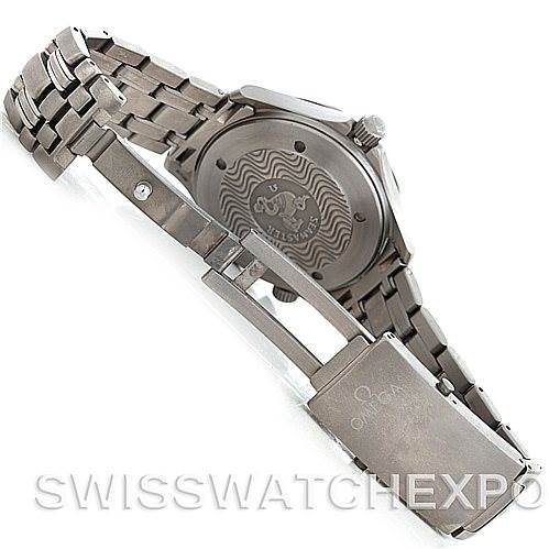 The image shows the back view and bracelet clasp of an Omega Seamaster 2231.80.00 Men's Titanium Blue Dial 2231.80.00 Men's Titanium Blue Dial watch.