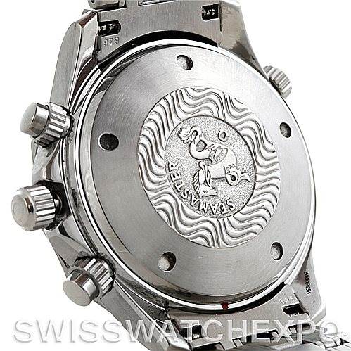 The image shows the back case and crown side view of an Omega Seamaster 2599.80.00 Men
s Stainless Steel Blue Dial 2599.80.00 Men
s Stainless Steel Blue Dial watch.