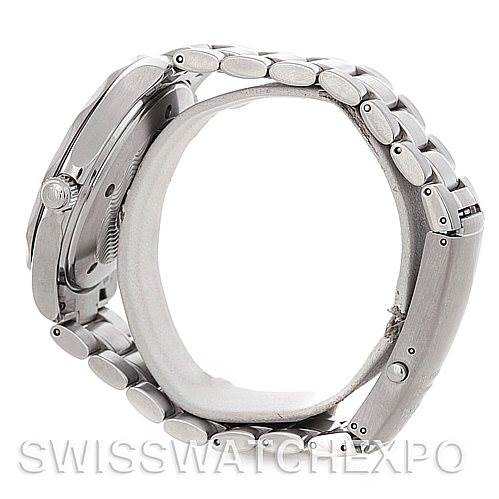 The image shows a side view of the Omega Seamaster 2254.50.00 Men
s Stainless Steel Black Dial 2254.50.00 Men
s Stainless Steel Black Dial watch, highlighting its stainless steel case and bracelet.