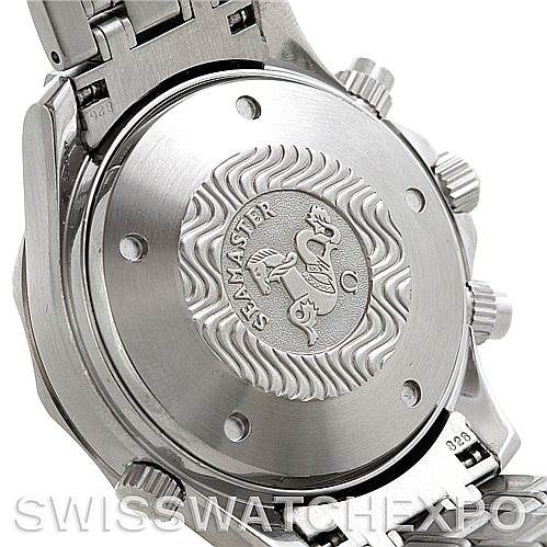 The image shows the case back of an Omega Seamaster 2598.80.00 Men
s Stainless Steel Blue Dial 2598.80.00 Men
s Stainless Steel Blue Dial watch, detailed with Omega
s emblem and branding.