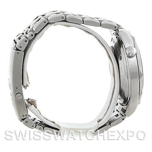 The image shows a side view of the Omega Seamaster 2226.80.00 Men
s Stainless Steel Blue Dial 2226.80.00 Men
s Stainless Steel Blue Dial watch, highlighting the bracelet, case, and crown.