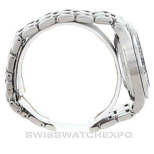 The image shows a side view of the Omega Seamaster 2234.50.00 Men
s Stainless Steel Black Dial 2234.50.00 Men
s Stainless Steel Black Dial watch, highlighting its metal case and bracelet.