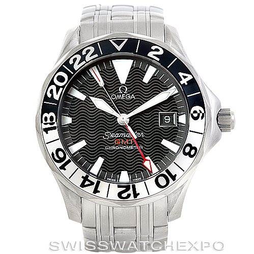 The image shows a front view of the Omega Seamaster 2234.50.00 Men
s Stainless Steel Black Dial 2234.50.00 Men
s Stainless Steel Black Dial watch, featuring its bezel, dial, hands, and crown.