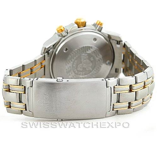 The image shows the back case and bracelet of an Omega Seamaster 2398.20.00 Men's Steel and Gold (two tone) White Dial 2398.20.00 Men's Steel and Gold (two tone) White Dial watch, highlighting the clasp and bracelet links.