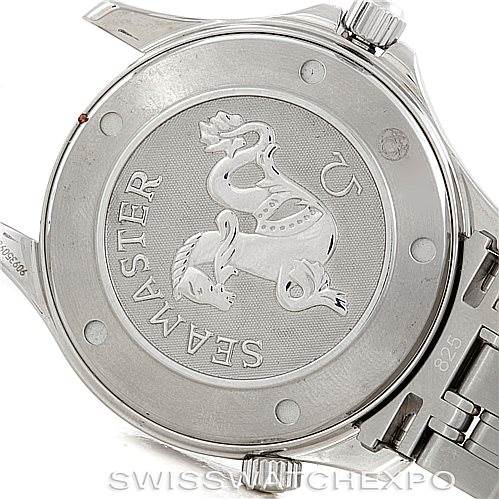 The image shows the case back of an Omega Seamaster 212.30.41.61.01.001 Men
s Stainless Steel Black Dial 212.30.41.61.01.001 Men
s Stainless Steel Black Dial watch, featuring the logo and part of the bracelet.