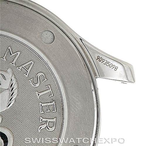 The image shows a close-up of the case back and lug of an Omega Seamaster 212.30.41.61.01.001 Men
s Stainless Steel Black Dial 212.30.41.61.01.001 Men
s Stainless Steel Black Dial watch, featuring part of the Seamaster text and a serial number.