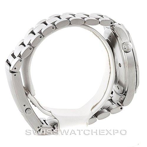 The image shows a side view of the Omega Seamaster 2254.50.00 Men
s Stainless Steel Black Dial 2254.50.00 Men
s Stainless Steel Black Dial watch featuring its metal bracelet and case.