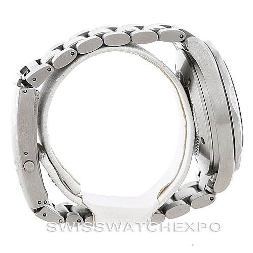 The image shows a side view of the Omega Seamaster 2538.20.00 Men
s Stainless Steel White Dial 2538.20.00 Men
s Stainless Steel White Dial watch, highlighting the side of the case and metal bracelet.