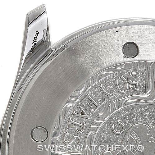 The image shows a close-up of the case back and lug of an Omega Seamaster 2234.50.00 Men
s Stainless Steel Black Dial 2234.50.00 Men
s Stainless Steel Black Dial watch.