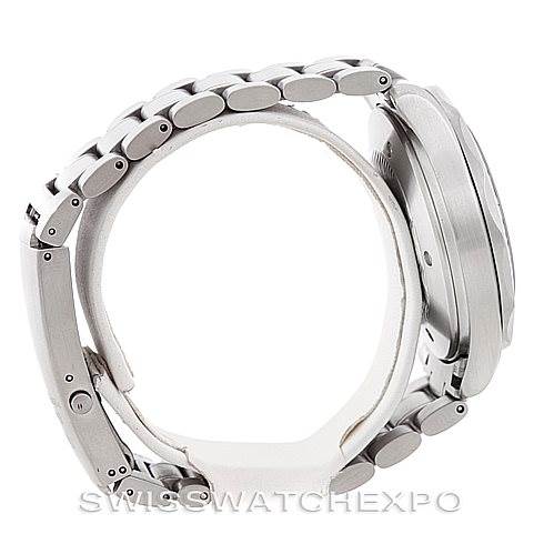 The image shows a side view of the Omega Seamaster 2538.20.00 Men
s Stainless Steel White Dial 2538.20.00 Men
s Stainless Steel White Dial watch, highlighting its metal bracelet and case.